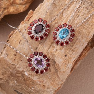 Natural Gemstone Jewelry: Aquamarine Topaz Amethyst and Citrine Necklaces